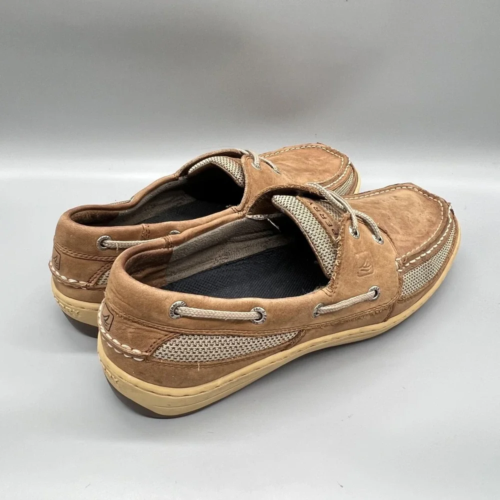 Sperry Shoes Mens 11 Brown Leather Mesh Top Sider Boat Moc Toe Casual Comfort